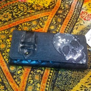 Torrid Loungefly Sequin skull clutch wallet NWT